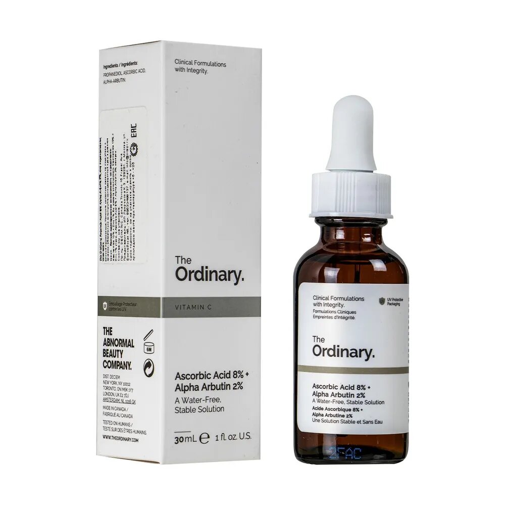 The Ordinary Ascorbic Acid 8% Alpha Arbutin 2% Сыворотка для выравнивания тона кожи с аскорбиновой кислотой 8% и арбутином 3%, 30мл. — фото 1