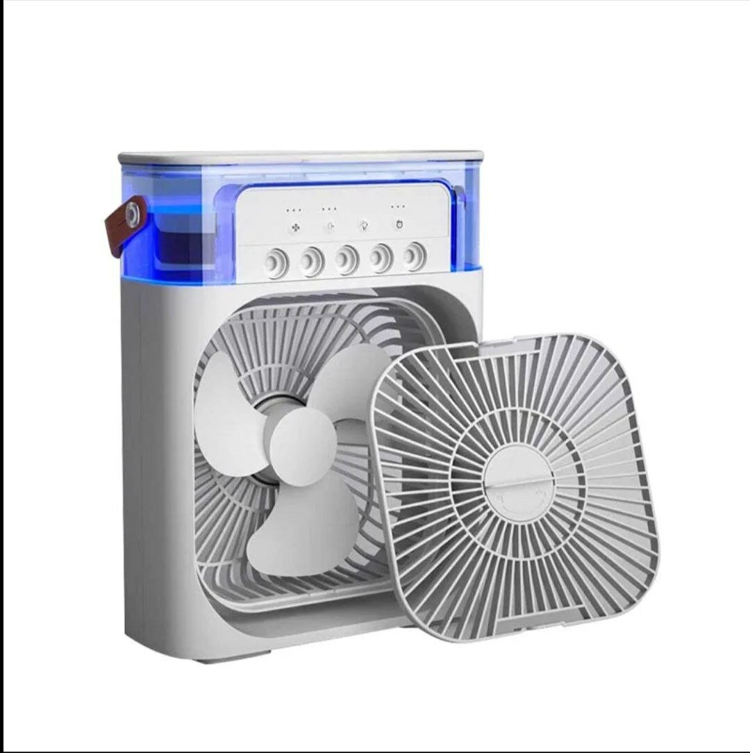 Вентилятор настольный с функцией кондиционера, портативный вентилятор, увлажнитель воздуха с разноцветной подсветкой, охладитель, белый - фотография № 5