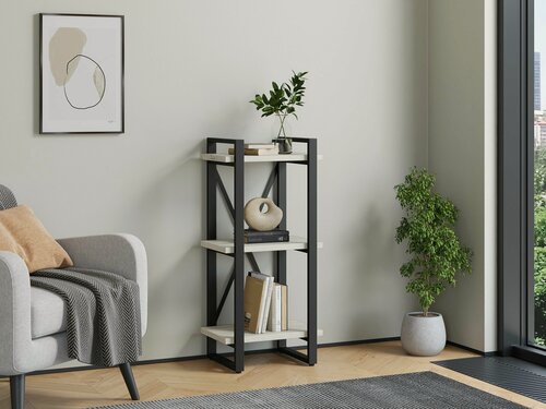 Изображение товара Стеллаж Айсберг Лофт 40х102-2 черный/дуб крафт белый