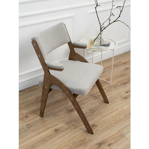 Стул UNI светло-серый, коричневое масло