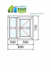Пластиковое окно 800*750 правый/хрущевский холодильник