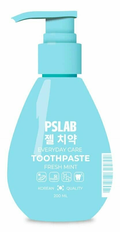 Зубная паста PSLAB, корейская, отбеливающая, от кариеса, с дозатором, 200 мл
