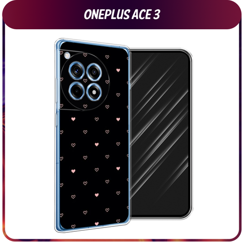 Силиконовый чехол на OnePlus Ace 3/12R / Ван Плас Асе 3/12R Чехол с сердечками силиконовый чехол на oneplus ace 3 12r ван плас асе 3 12r черно белый узор