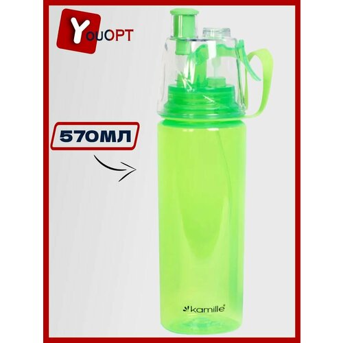 Бутылка спортивная для воды 570мл из пластика (тритан) (зелёный, голубой) сковорода kamille 28cm km 4123
