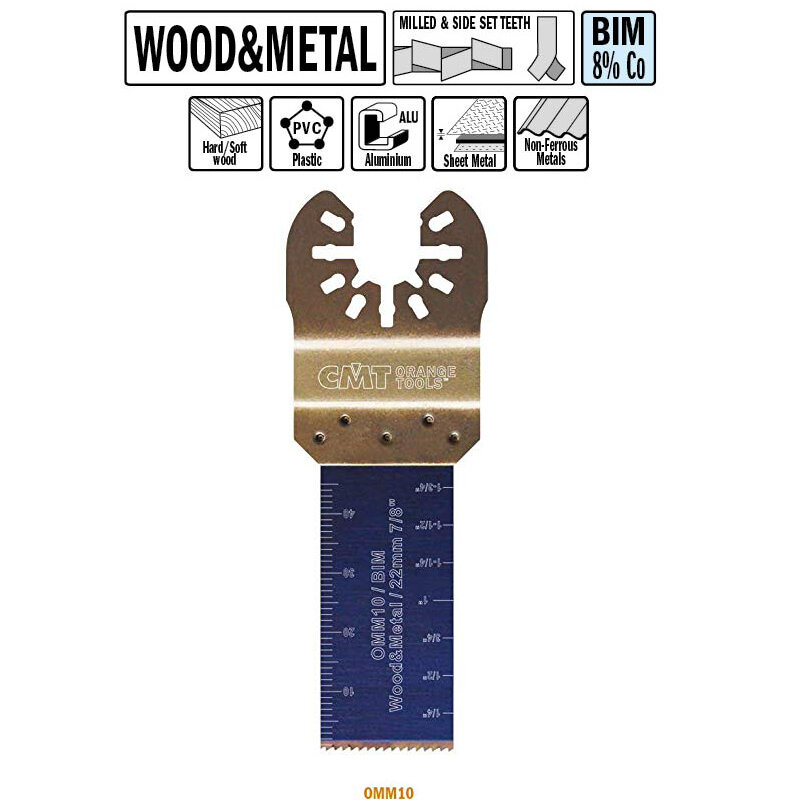 Погружное пильное полотно BIM 22 мм для древесины и металла (без индивидуальной упаковки) CMT OMM10-X50-1