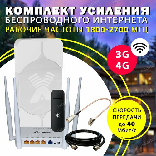 Комплект приема интернета Huawei 3372M smart с роутером ZBT 1626 и антенной антекс AGATA 17 dB