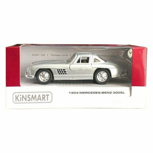 Машинка Kinsmart Mercedes-Benz 300SL 1954 1:36 (серебристая), арт. КТ5346/4 модель гоночного автомобиля bburago 1 43 f1 amg mercedes benz w10 модель автомобиля из сплава с фотоэлементом