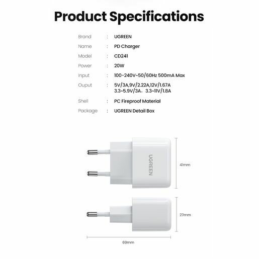 Зарядное устройство сетевое UGREEN - фото №17