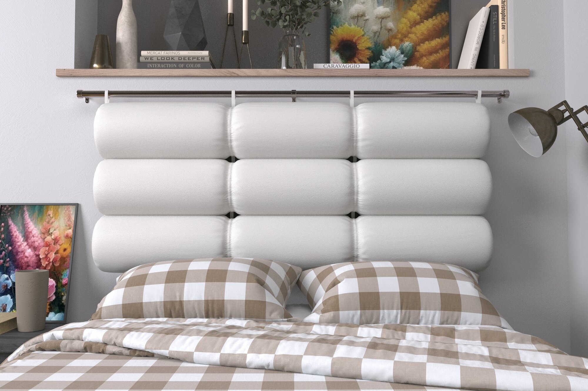 Набивное изголовье-подушка для кровати Mr. Mattress Soft XL 120x25 White без крепления