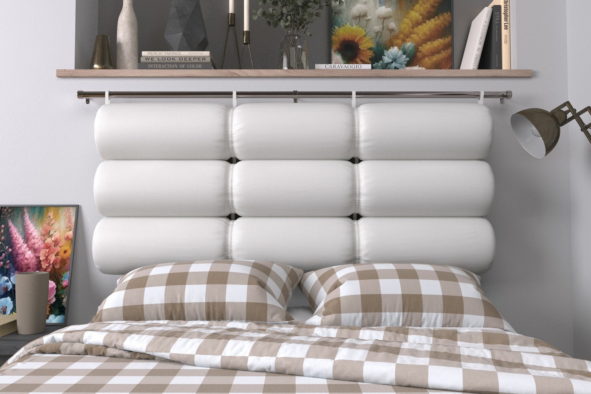 Набивное изголовье-подушка для кровати Mr. Mattress Soft XL 140x25 White без крепления