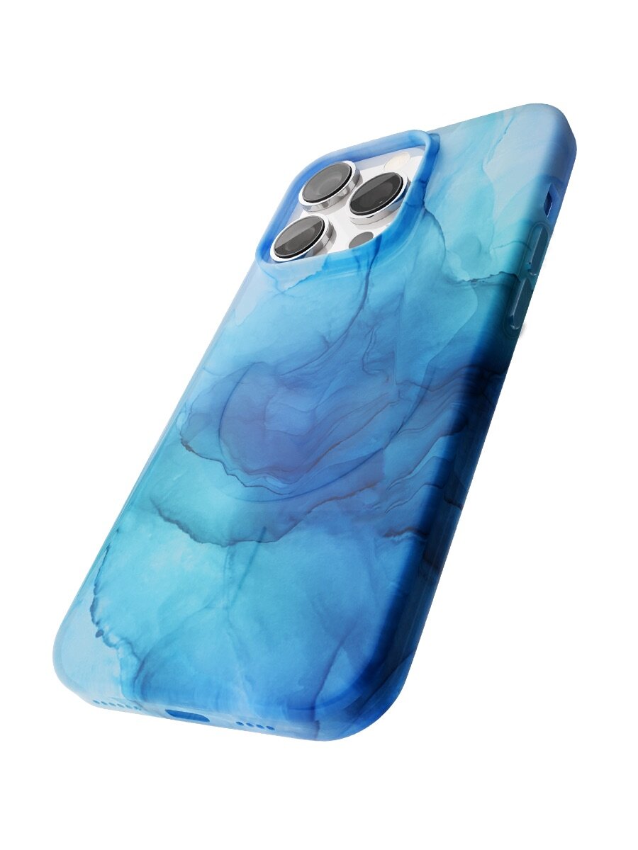 Чехол защитный VLP Splash case с MagSafe для iPhone 14 ProMax, синий - фото №3