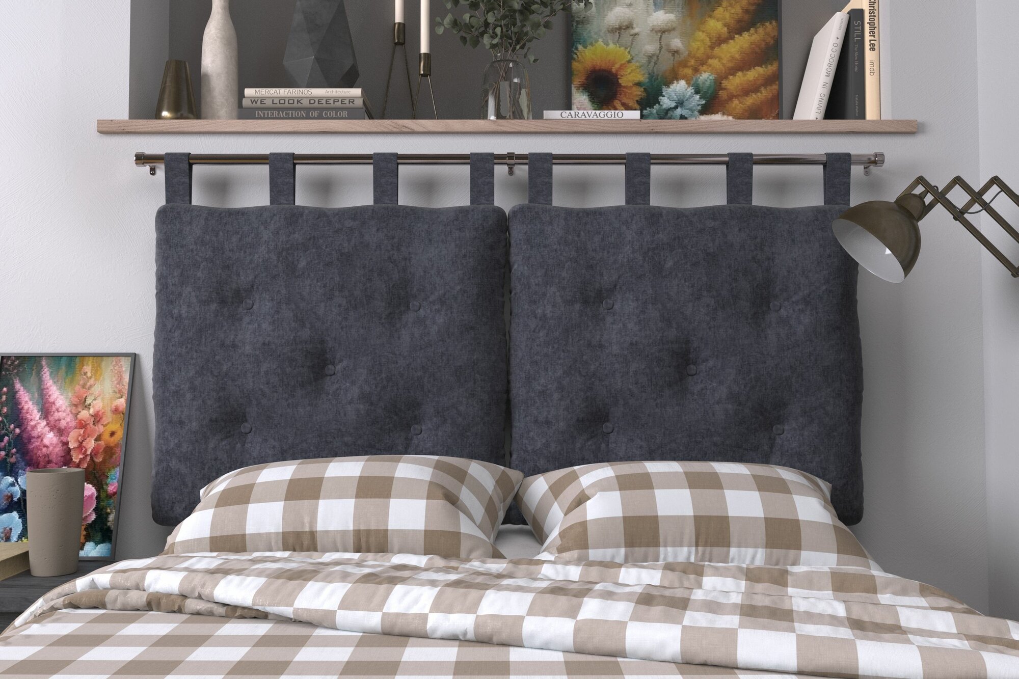 Набивное изголовье-подушка для кровати Mr. Mattress Soft S 180x70 Grey без крепления
