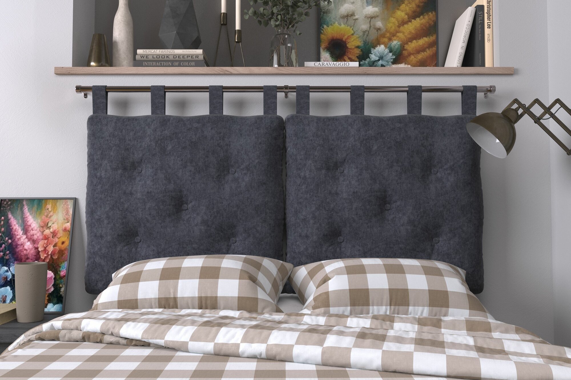 Набивное изголовье-подушка для кровати Mr. Mattress Soft S 200x70 Grey без крепления