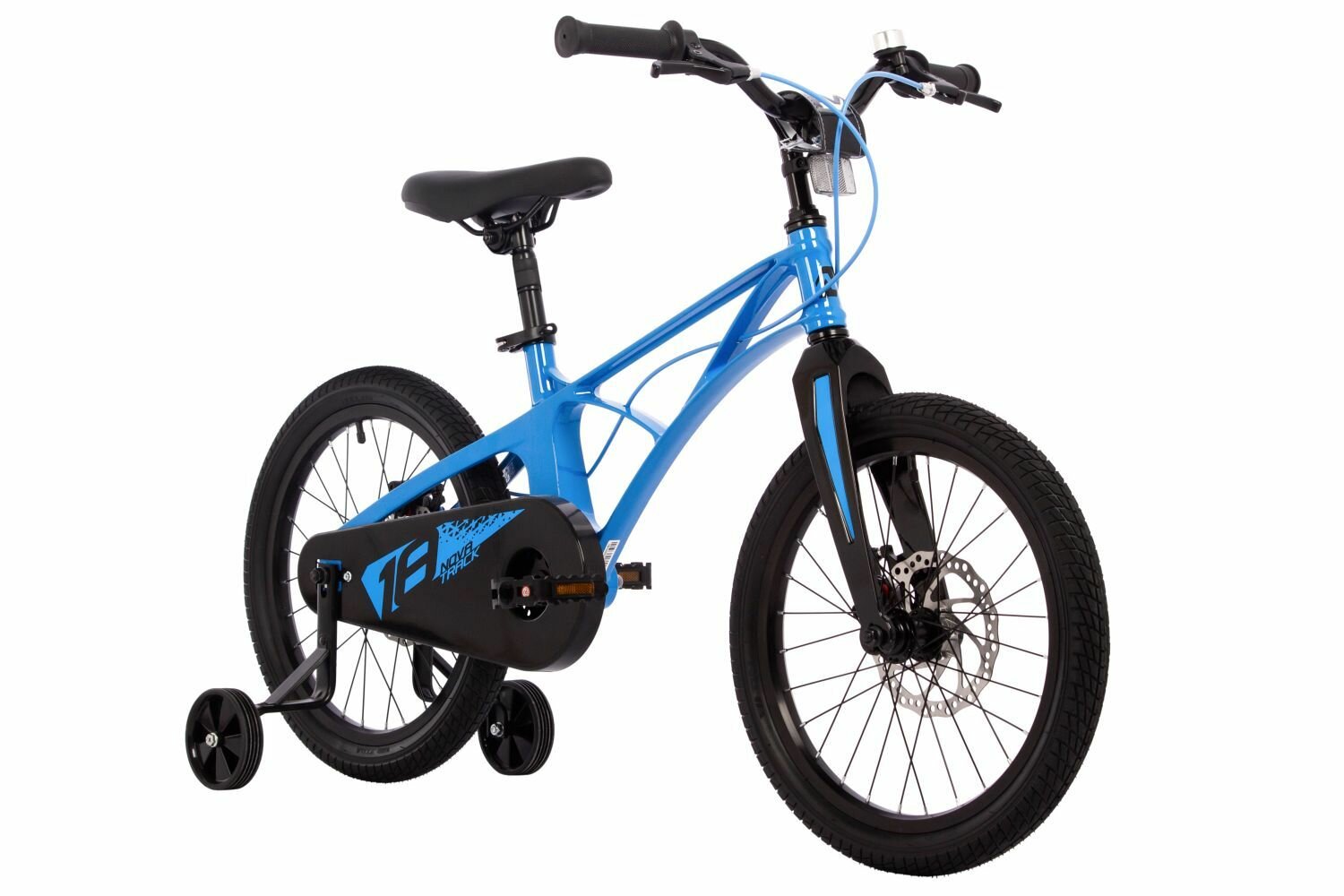 фото Велосипед NOVATRACK 18" Blast. Магнезиевая рама, синий, полная защ. цепи, диск. тормоз, короткие крылья