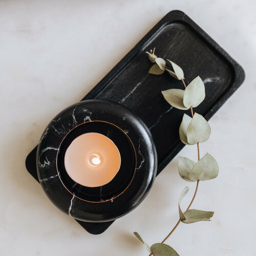 Набор подсвечник на подставке из литьевого мрамора Haifisch черный мрамор 908₽