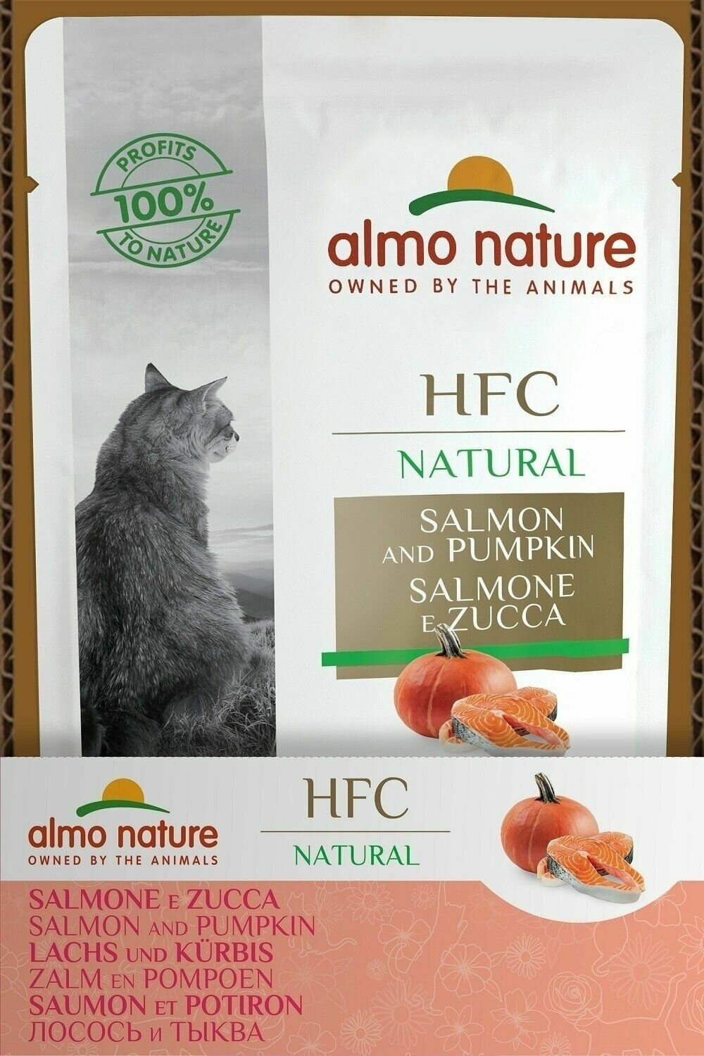 Almo Nature HFC Natural - паучи для кошек Лосось с тыквой 55гр (Упаковка 24 шт * 55гр)