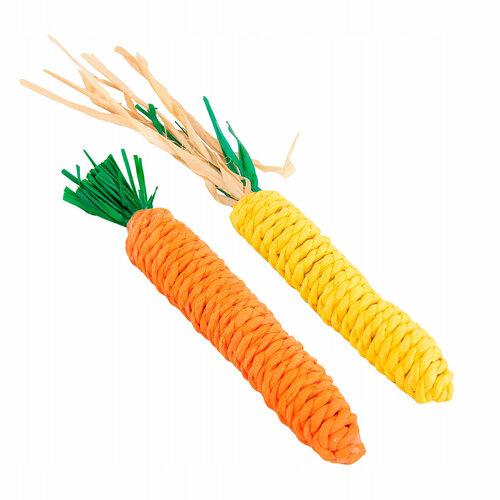 Игрушка для кроликов и других грызунов Морковь и кукуруза (15 и 20 см, Trixie) набор игрушек для грызунов морковь и кукуруза 15 см сизаль 2 шт