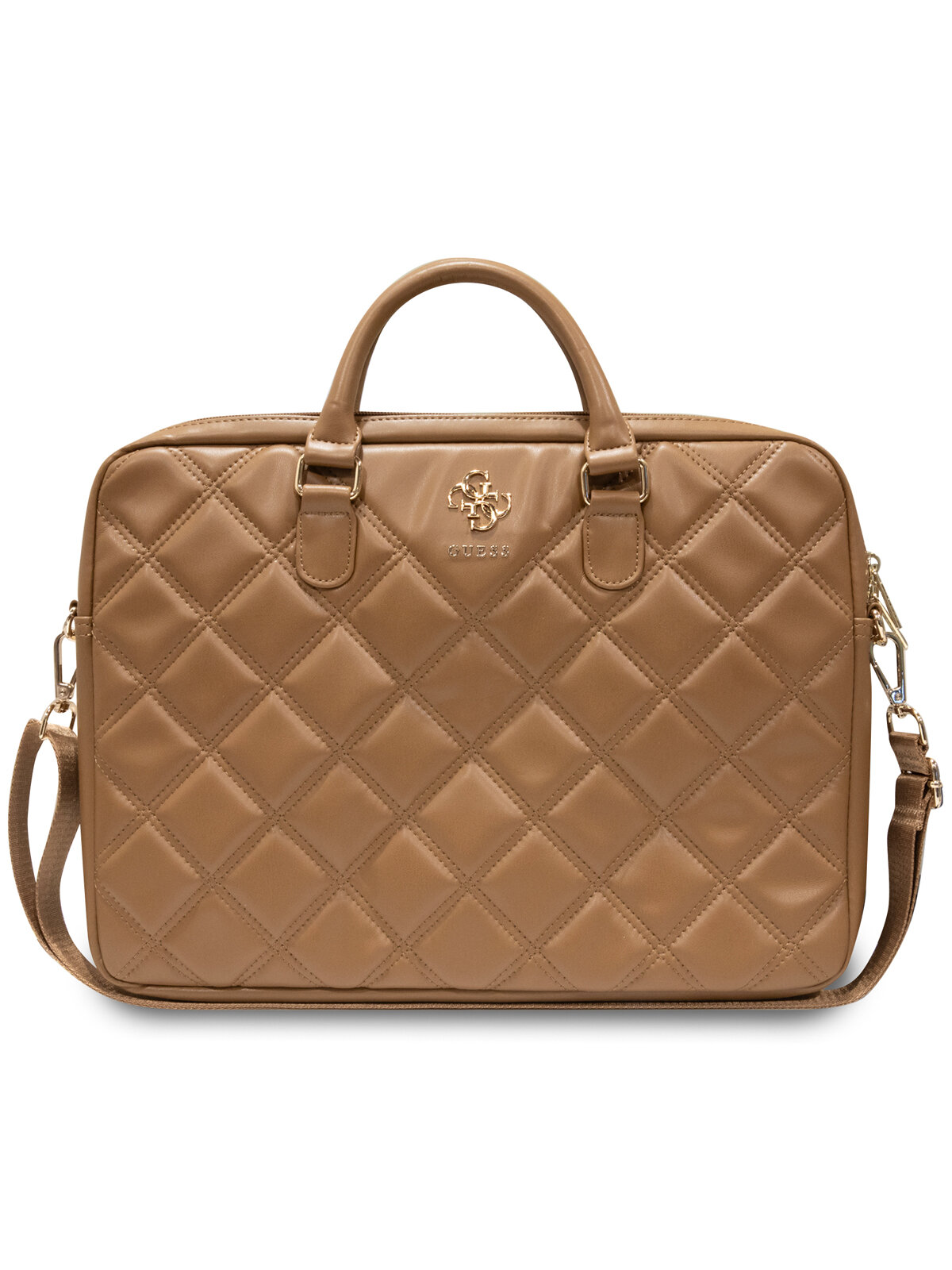 Guess для ноутбуков 15"/16" сумка Quilted Bag 4G metal logo with Zipper Brown