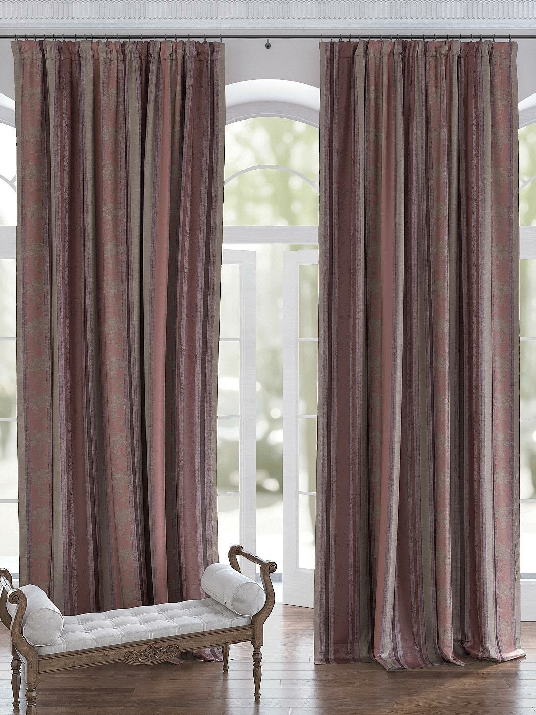 фото Комплекты штор AT HOME Гурий (бордо) высота 280 см, ширина 150 см, крепление - шторная лента, Красный/бордо