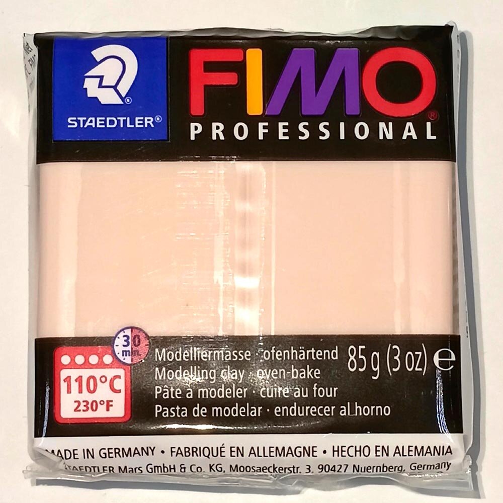 Полимерная глина Fimo Professional 8004-432 (Professional Doll Art 8027-432) полупрозрачный розовый 85 г, цена за 1 шт.