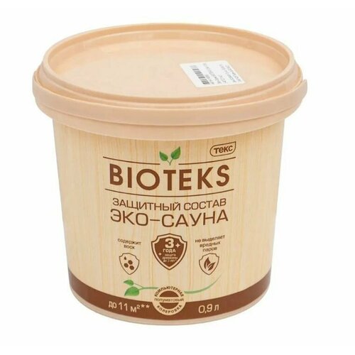 Биоантисептик грунт Текс эко-сауна защ состав лак полуматовый 09 л 52467 1159₽