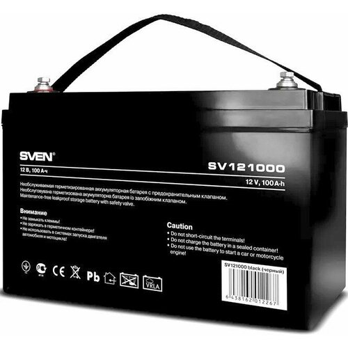 Sven Батарея аккумуляторная Sven SV121000 12В 100А*ч, тип разъема болт M8 батарея sven sv12 17 sv12170