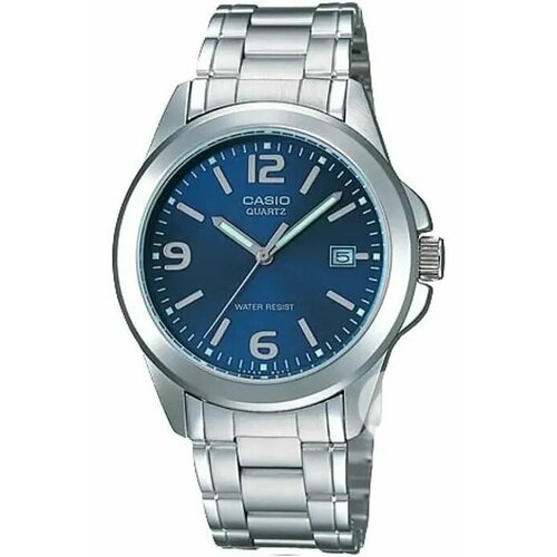 Наручные часы CASIO, синий, серебряный casio mtp 1215a 1b3