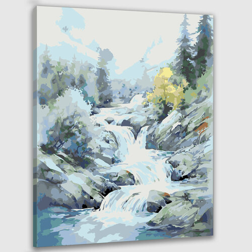 Картина по номерам 50х40 Пейзаж с горной рекой и водопадами картина на дереве дом корлеоне горная река 80x120 см