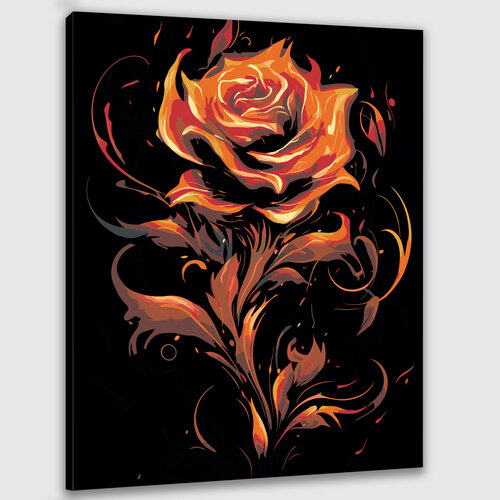 Картина по номерам 50х40 Розы в огне