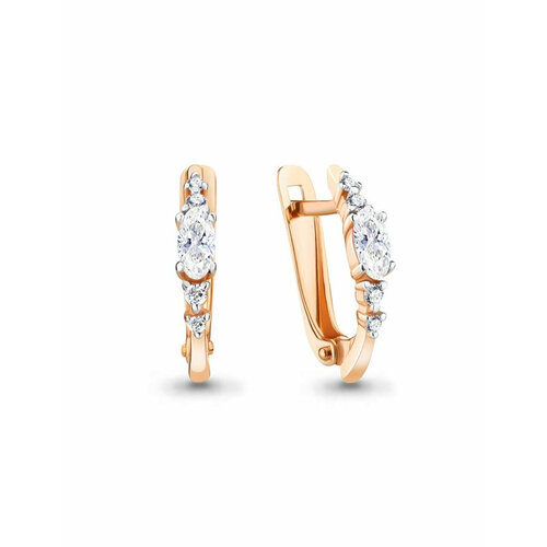 Серьги Amarin Jewelry, красное золото, 585 проба, фианит, золотой