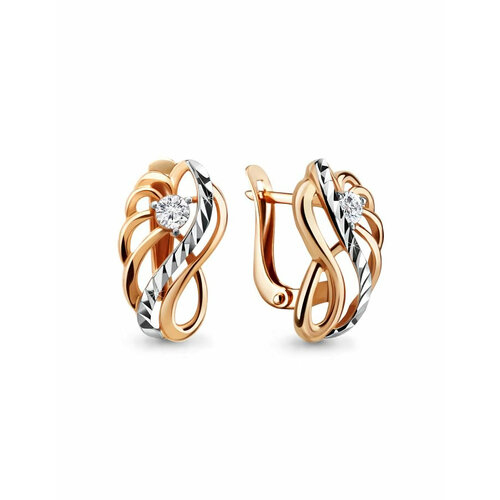 Серьги Amarin Jewelry, красное золото, 585 проба, фианит, золотой