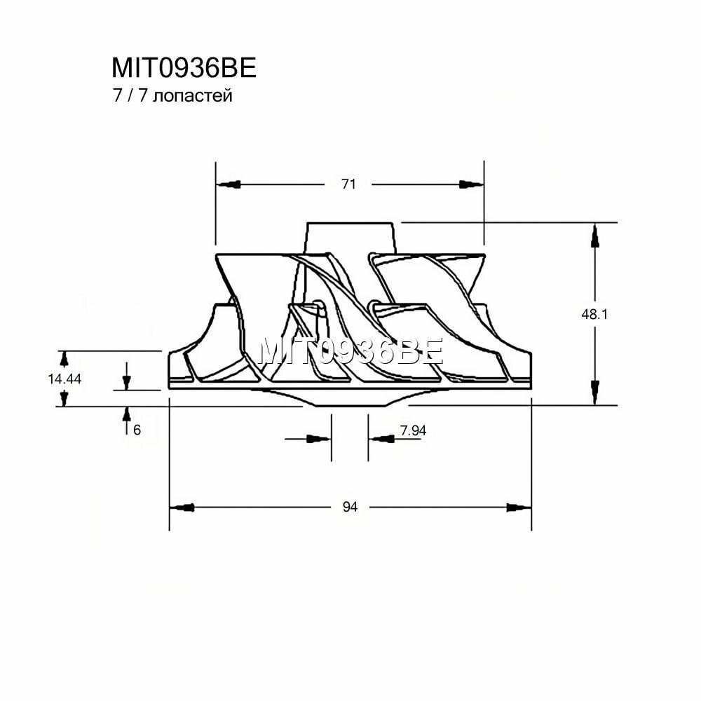 Крыльчатка турбокомпрессора для легковых автомобилей Krauf MIT0936BE — фото 1