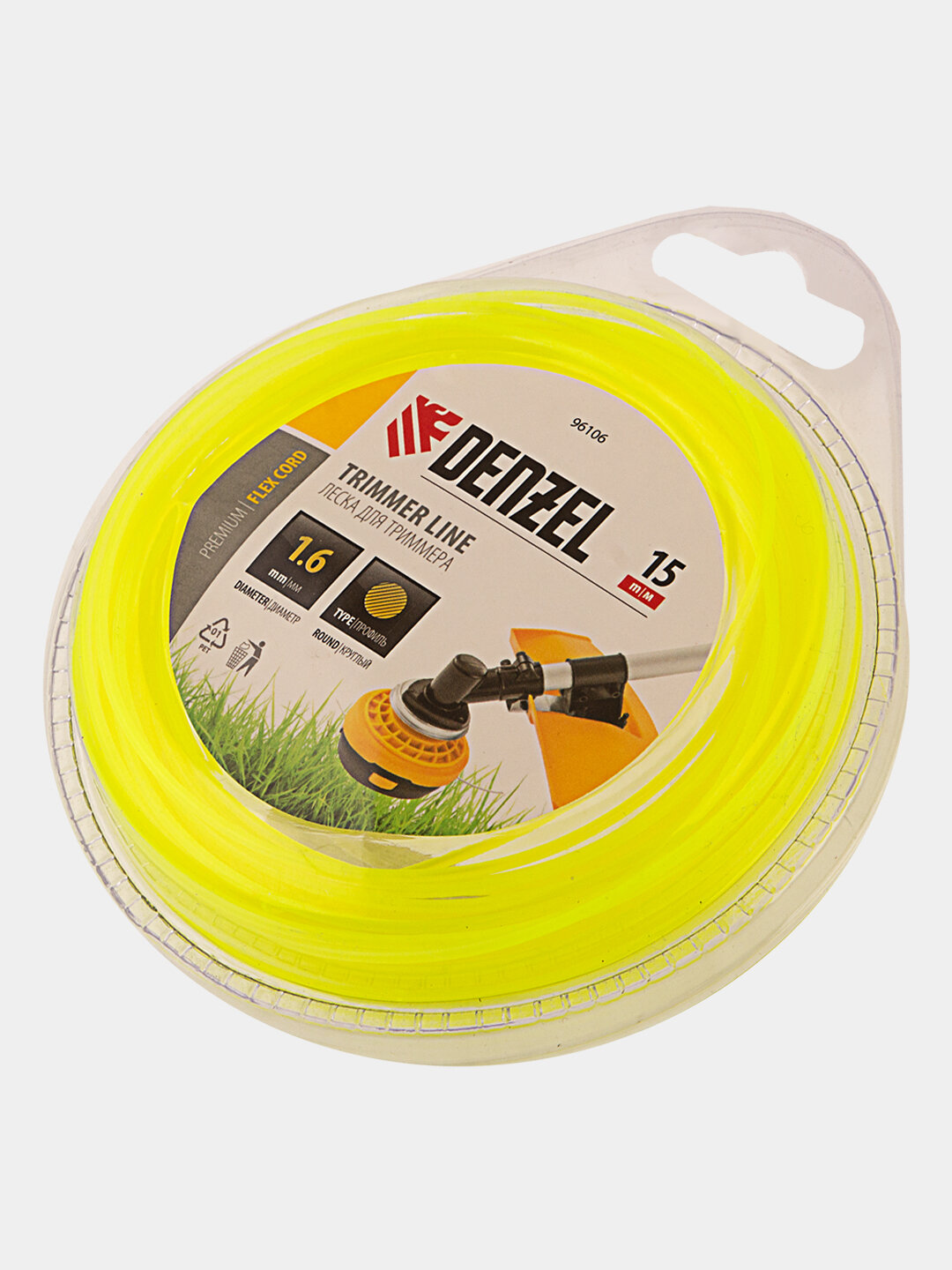 фото Леска для триммера Denzel круглая 1 6 мм х 15 м, блистер FLEX CORD 96106