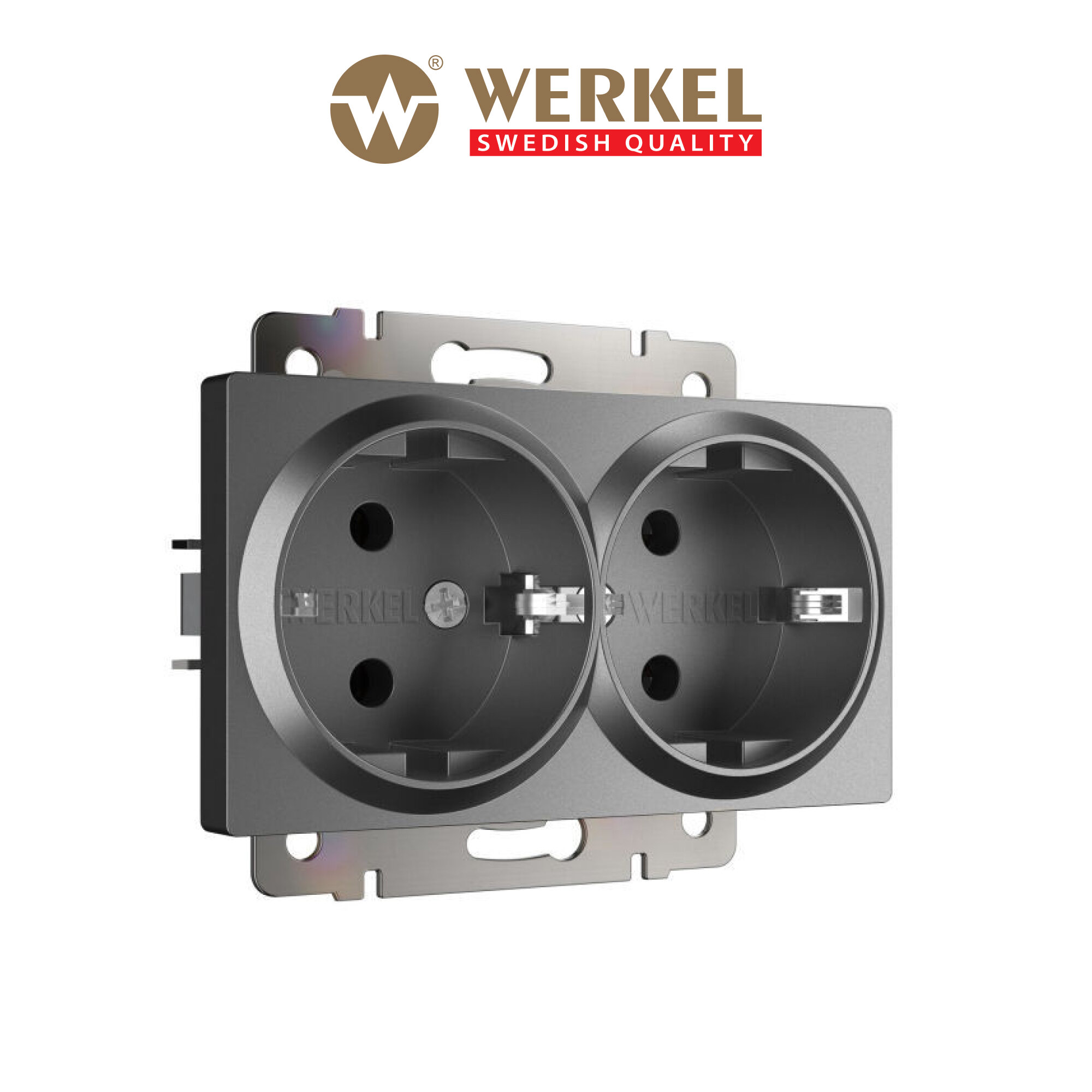 Розетка двойная с заземлением Werkel W1172064 графит матовый IP20