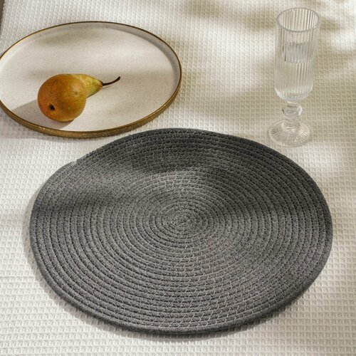 Салфетка сервировочная на стол SL Home диаметр 38 см цвет серый хлопок 693₽