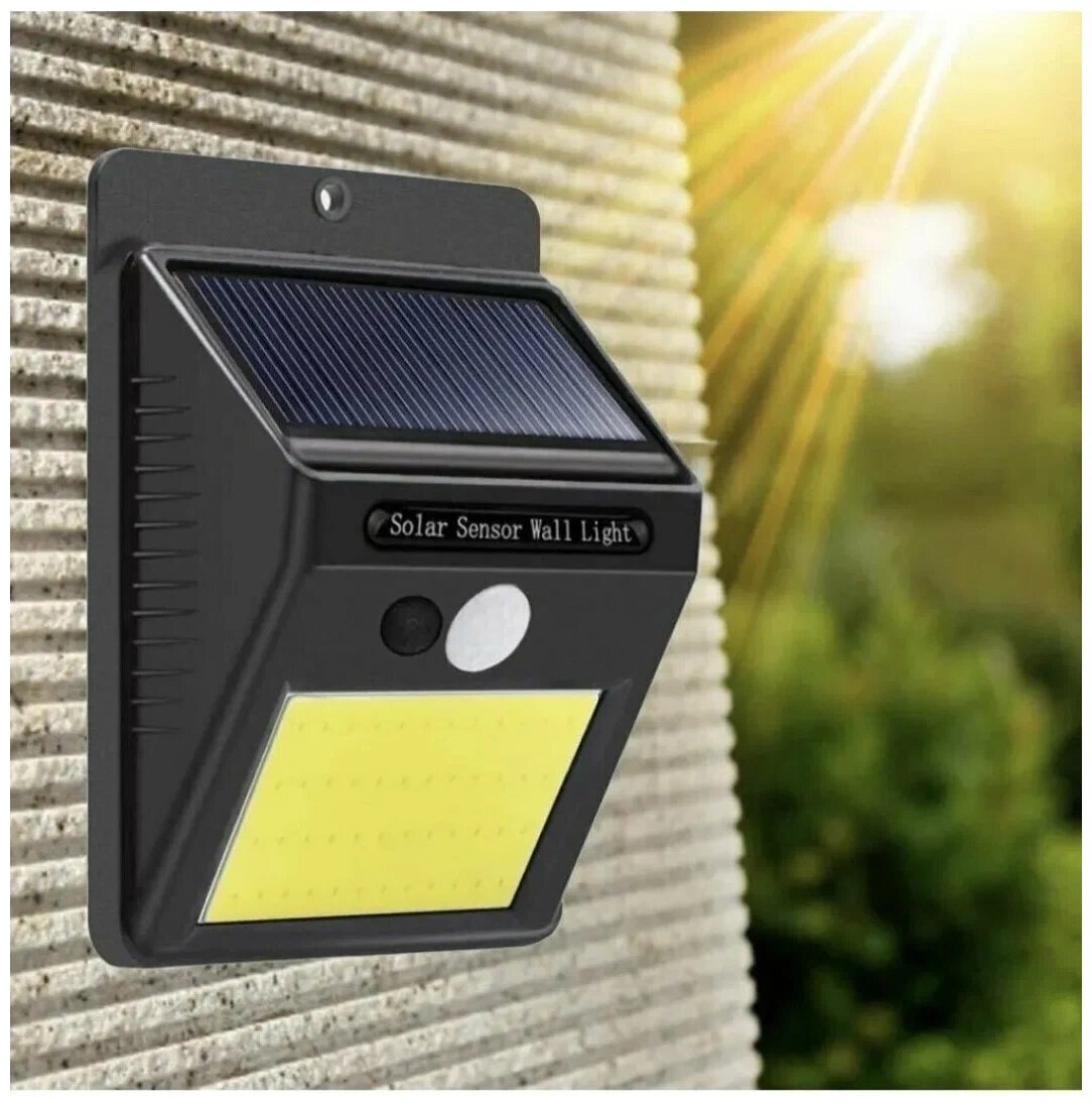 фото Уличный светодиодный фонарь-прожектор на солнечной батарее, светильник с датчиком движения HGDUE HG-50COB