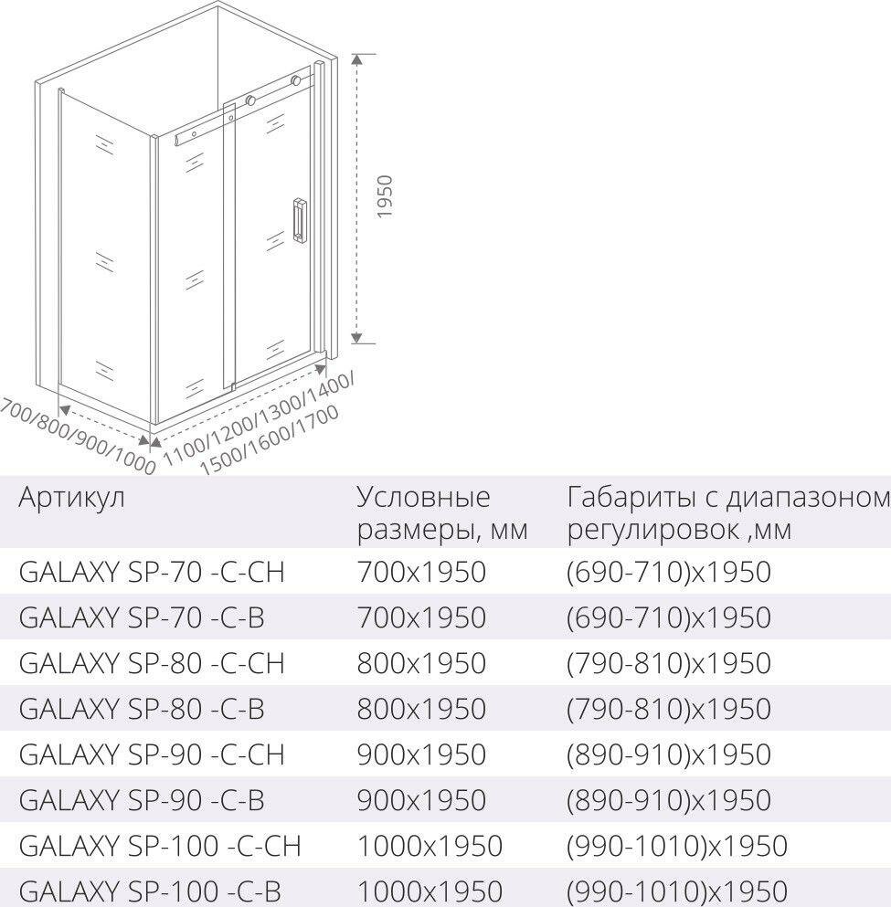 Душевая перегородка GOOD DOOR Galaxy SP-70-C-B - фото №3