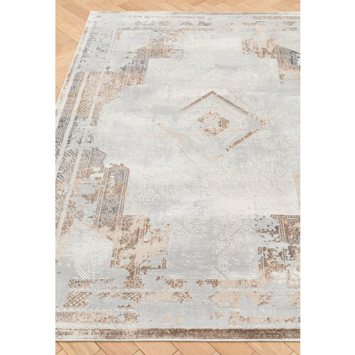 Ковер на пол 1 на 2 м в спальню, гостиную, бежевый, серый Allure 17495A-H15714