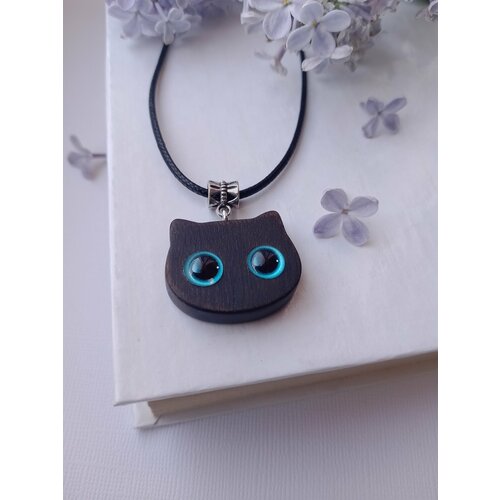 Колье, стекло, длина 45 см, коричневый/синий