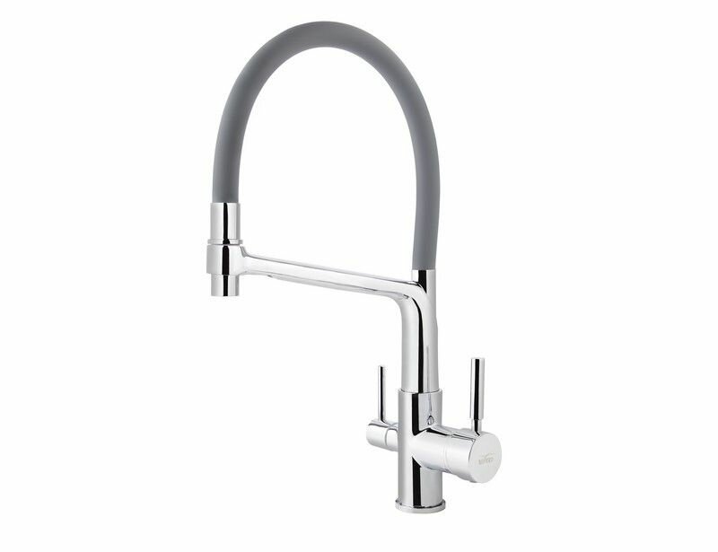 Смеситель для кухни VIKO V-5606 под фильтр O35 с гибким серым изливом, Chrome (латунь)