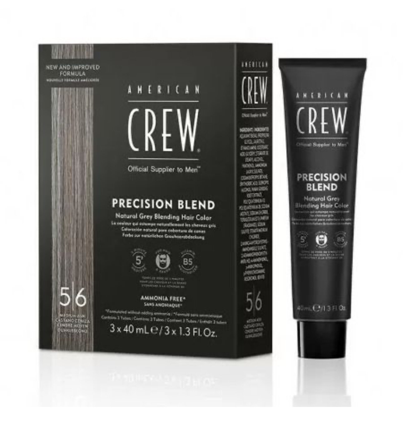 American Crew Precision Blend краска-камуфляж для седых волос, 5/6 пепельный, 120 мл — фото 1