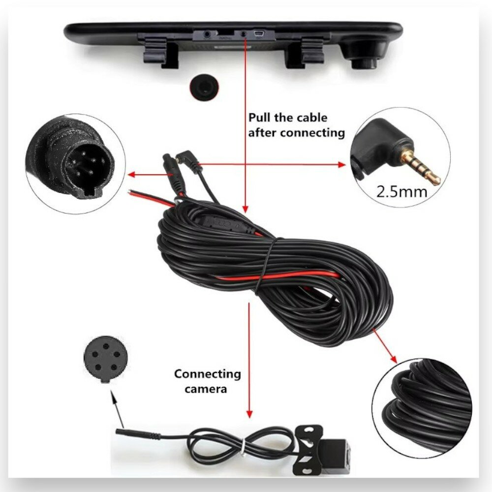 Камеры Заднего Вида Xiaomi Камера заднего вида с разъемом Jack 2.5 и 5 PIN для безопасной парковки