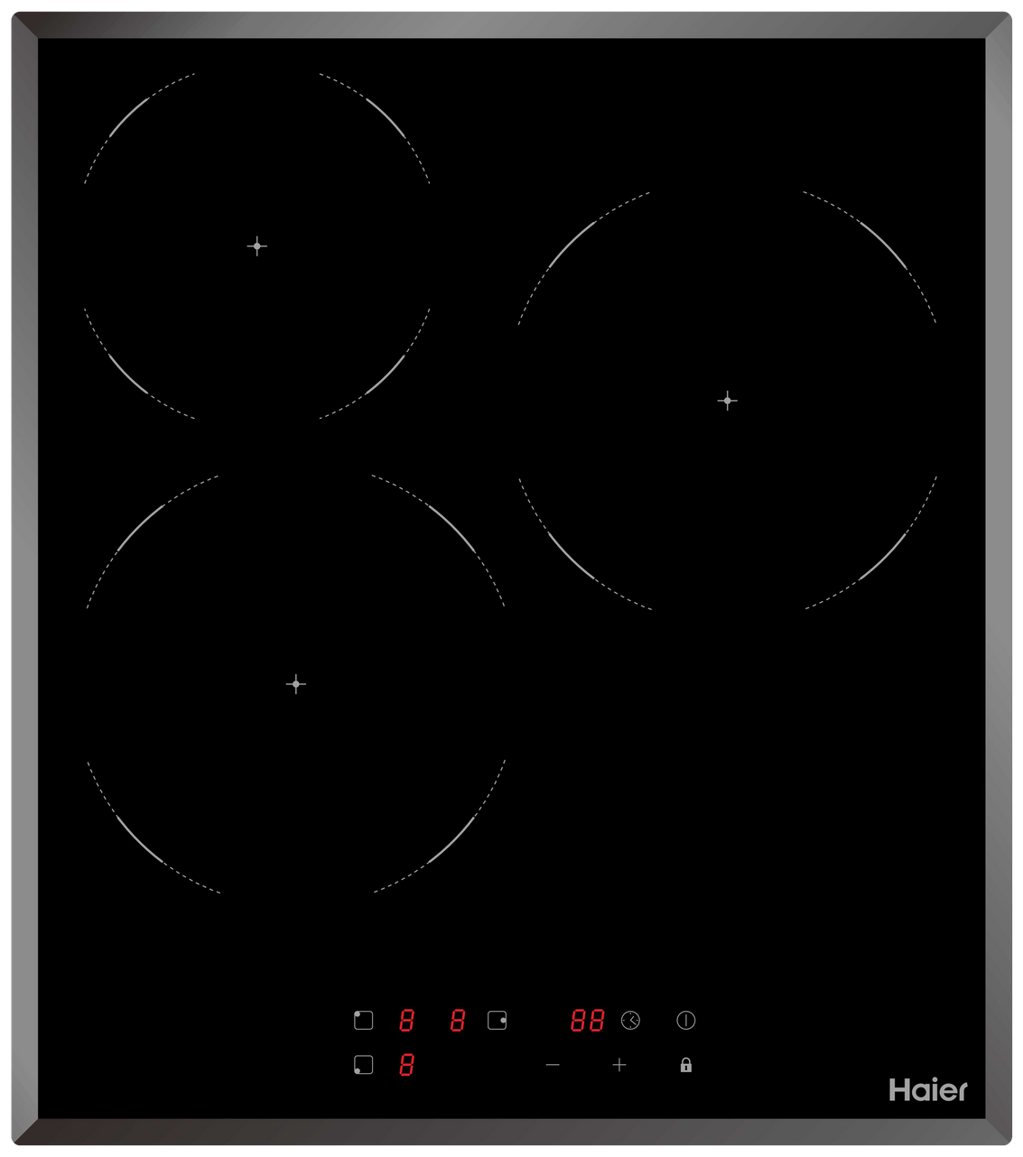 Варочная панель Haier HHY-C53NVB, стеклокерамика, Hi-Light, 3 зоны нагрева, 9 уровней, черная