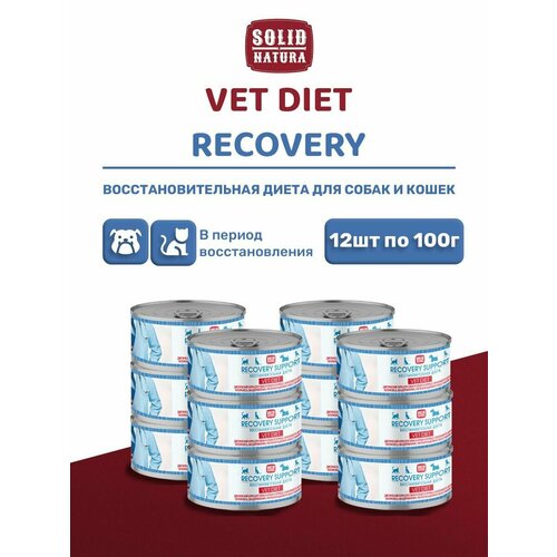 Влажный корм для кошек и собак Solid Natura VET Recovery Support в период восстановления упаковка 12 шт х 100 г