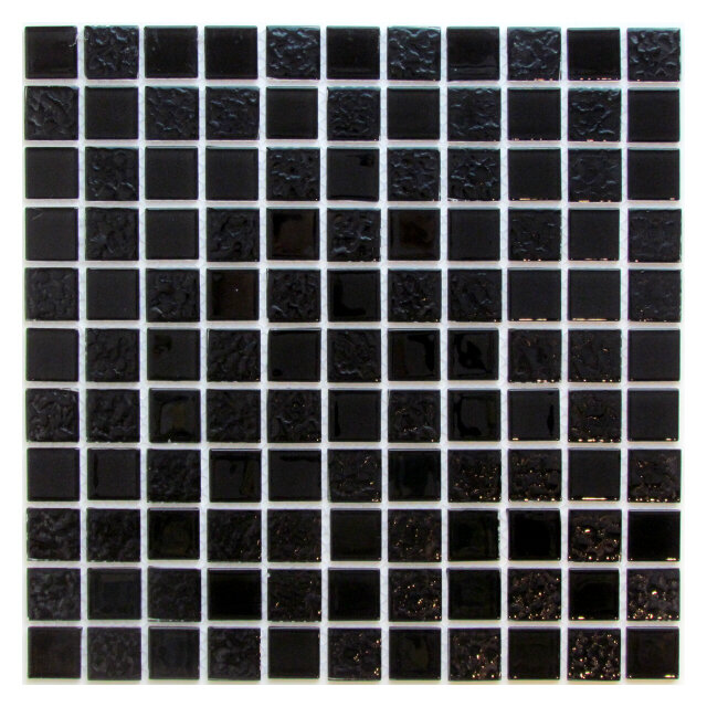 Плитка мозаика стеклянная 30х30х035 Black Rose черная