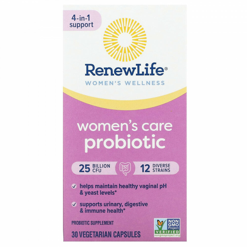 Renew Life, Women's Care, пробиотик Ultimate Flora™, 25 млрд КОЕ, 30 веганских капсул с отсроченным высвобождением