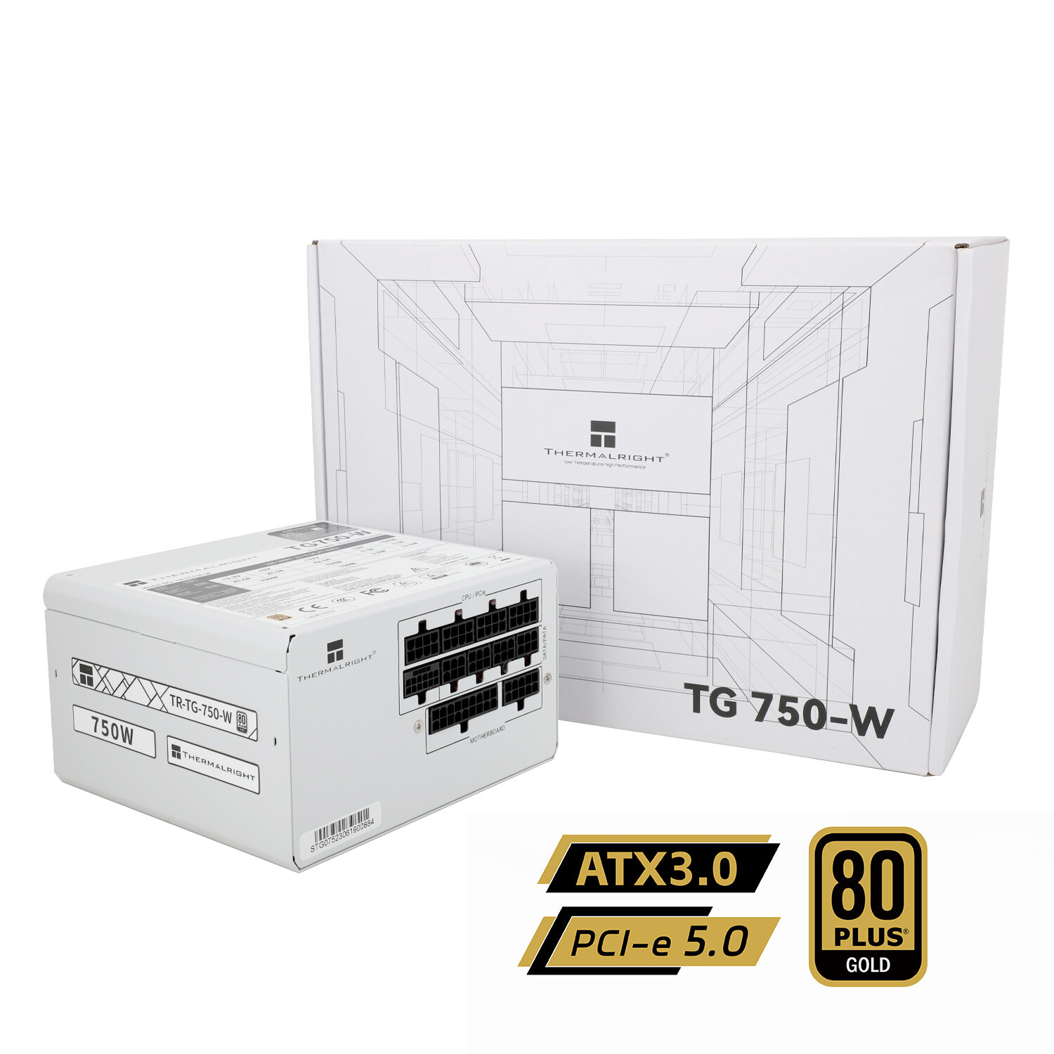 Блок питания Thermalright TR-TG-750-W, модульный, с сертификатом GOLD, ATX 3.0, 750W, белый
