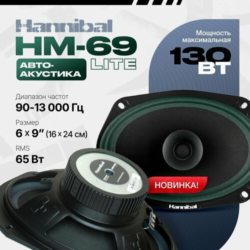 Колонки автомобильные Alphard Hannibal HM-69 Lite овалы 6х9 152x230 см Широкополосные динамики 4490₽