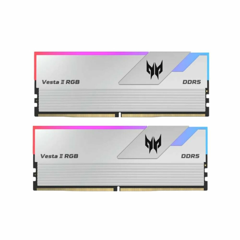 Модуль памяти DDR5 32GB (2*16GB) Acer Predator Vesta II RGB PC5-51200 6400MHz CL32 1.35V siliver - фото №1