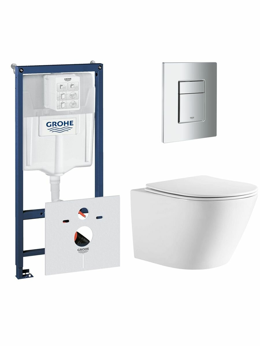 Комплект инсталляции GROHE 38775001 с унитазом Aquatek либерти и сиденьем с микролифтом (NW0521)